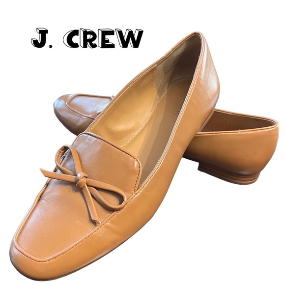 J. Crew Shoes - J. Crew Brown Loafers Shoes Bow Slip On Vegan Leather Excellent Condition sz 10